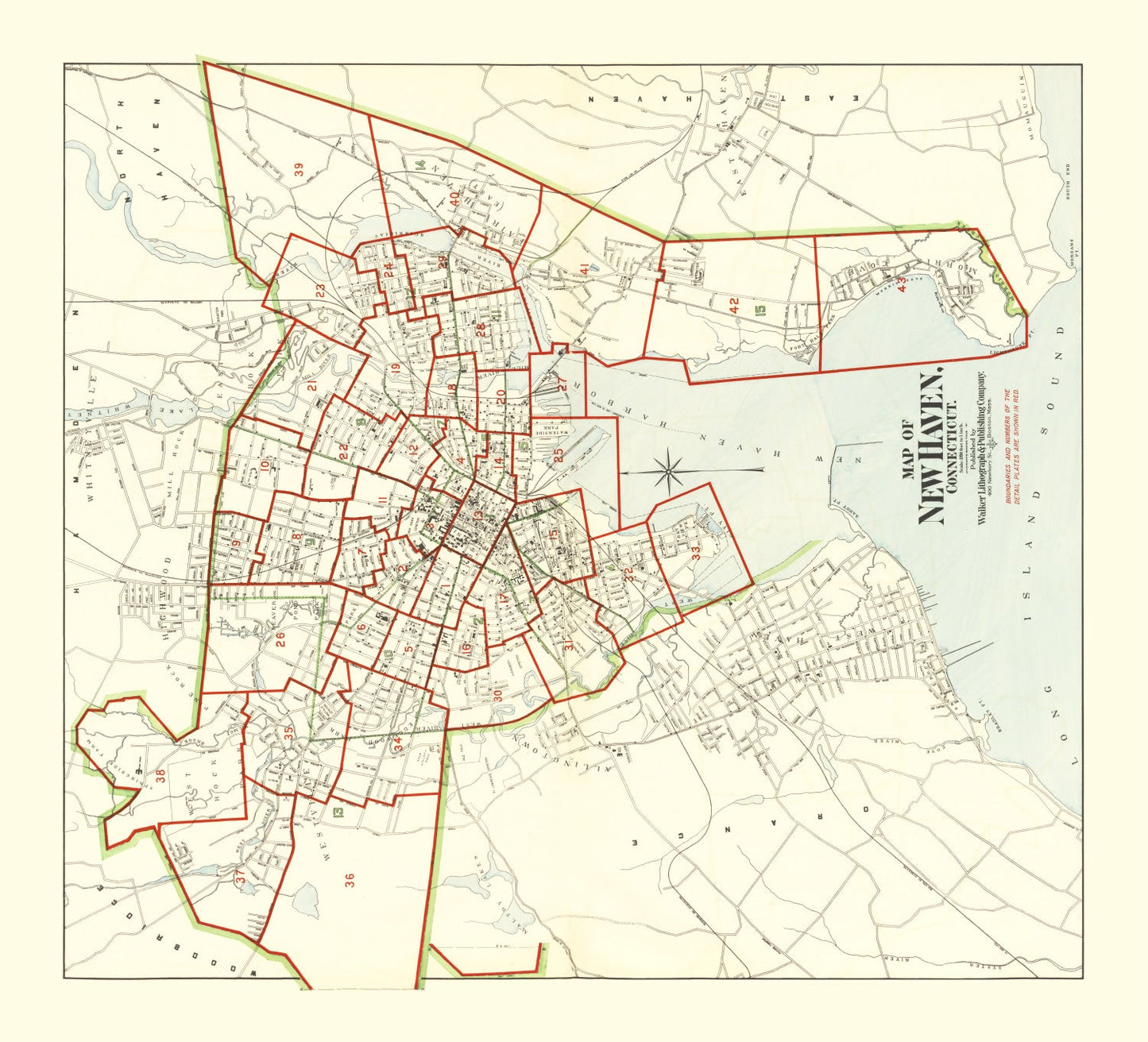 Vintage Map of New Haven, Connecticut, 1911