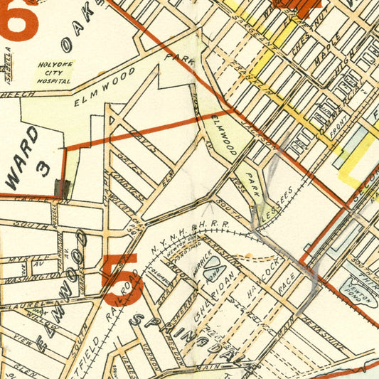 Vintage Map of Holyoke, Hampden County, Massachusetts, 1911