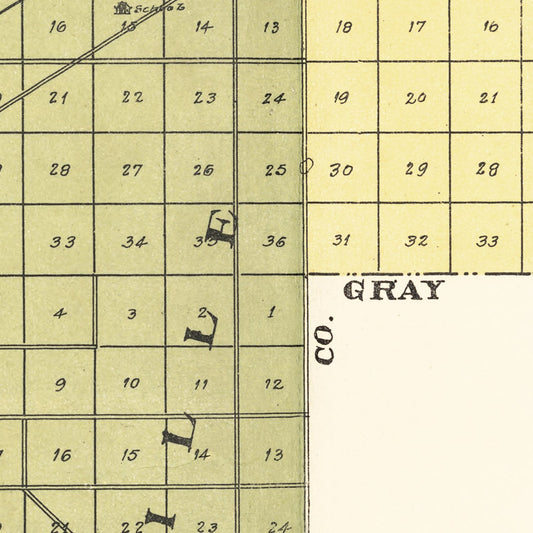 Vintage Map of Finney County, Kansas, 1911