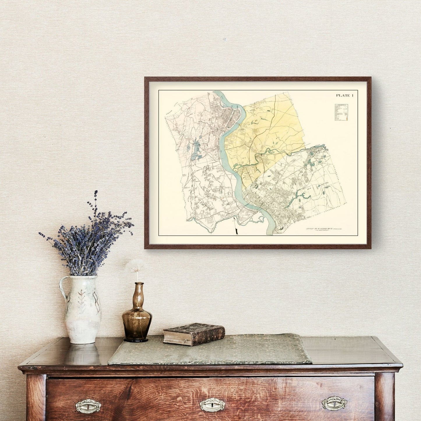 Vintage Map of Hampden County, Massachusetts, 1912