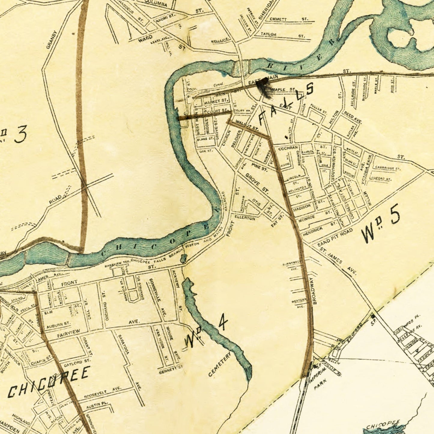 Vintage Map of Hampden County, Massachusetts, 1912