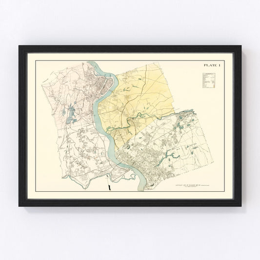 vintage map of Hampden County, Massachusetts, 1912