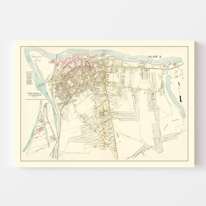 Vintage Map of Chicopee Center, Massachusetts, 1912