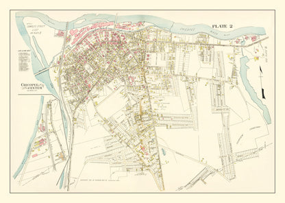 Vintage Map of Chicopee Center, Massachusetts, 1912