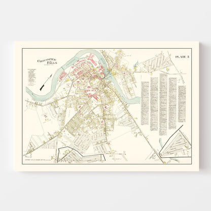 Vintage Map of Chicopee Falls, Massachusetts, 1912