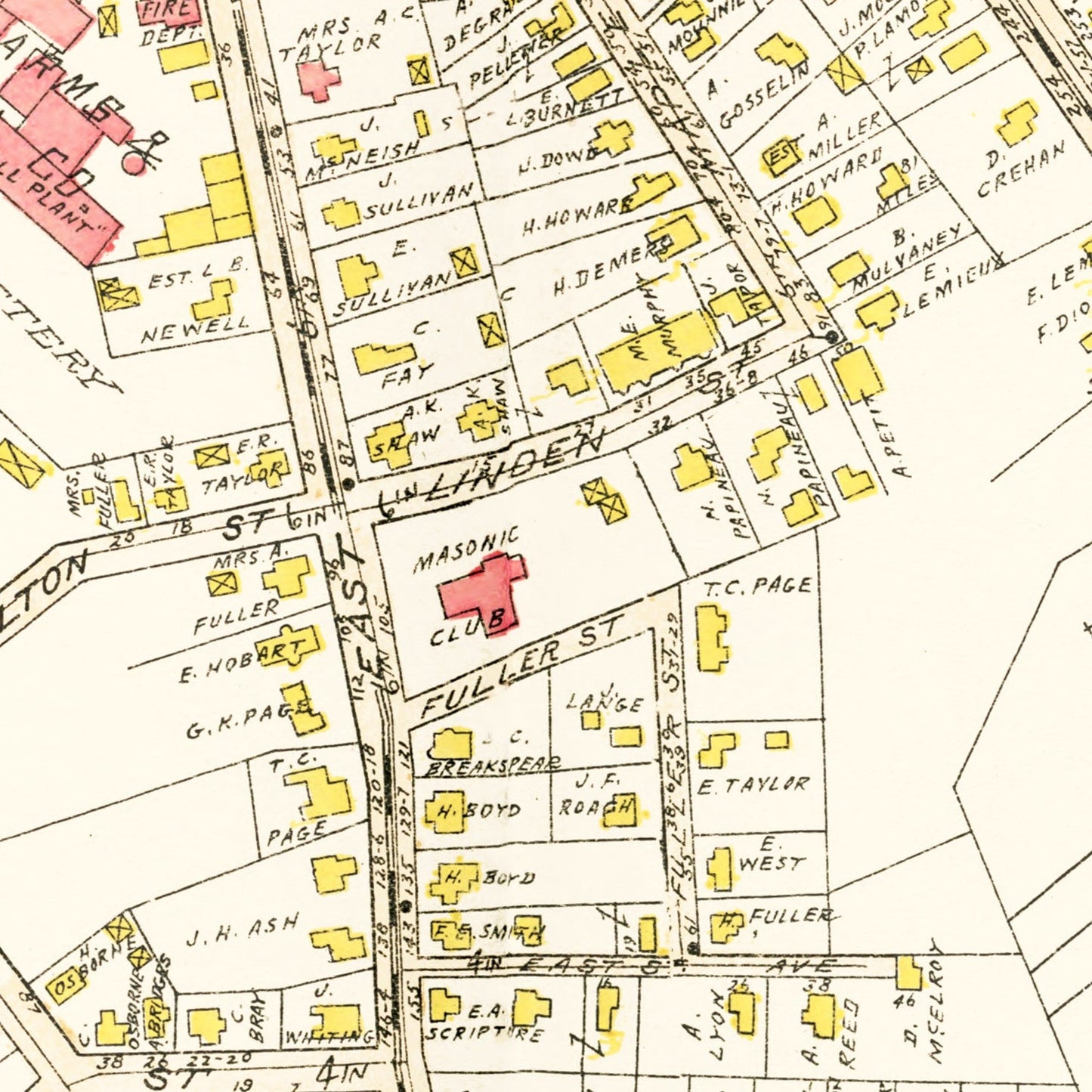 Vintage Map of Chicopee Falls, Massachusetts, 1912
