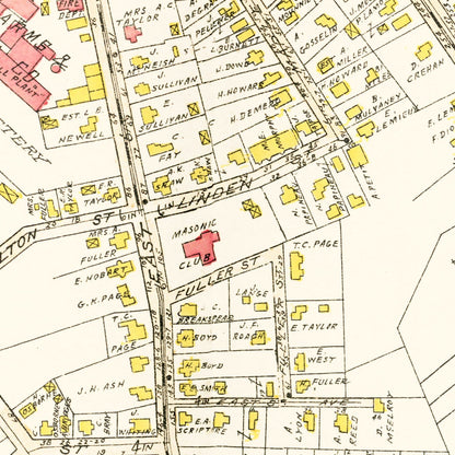 Vintage Map of Chicopee Falls, Massachusetts, 1912