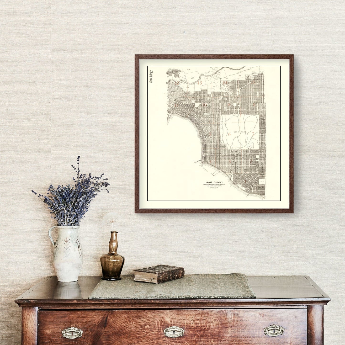 Vintage Map of San Diego, California, 1912
