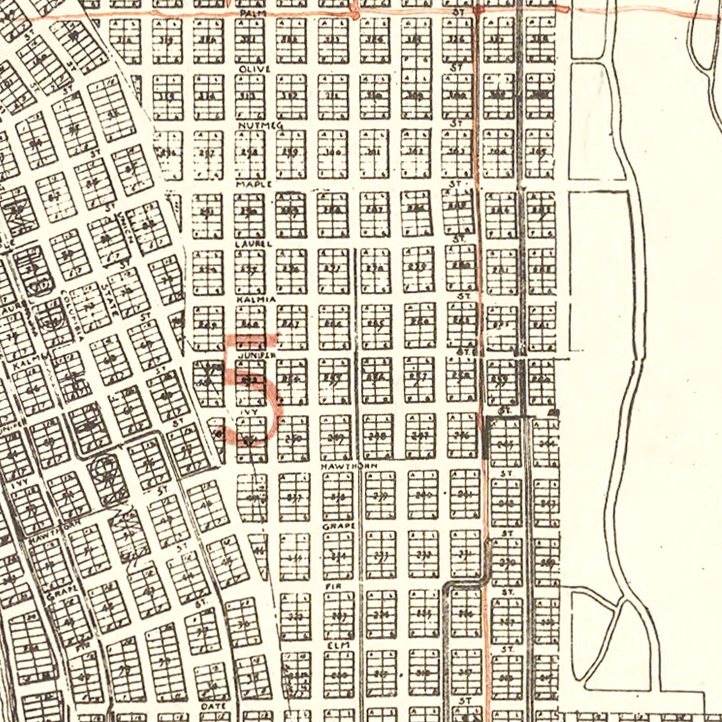 Vintage Map of San Diego, California, 1912