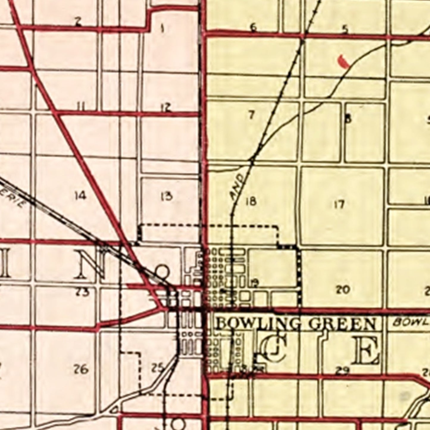 Vintage Map of Wood County, Ohio, 1912