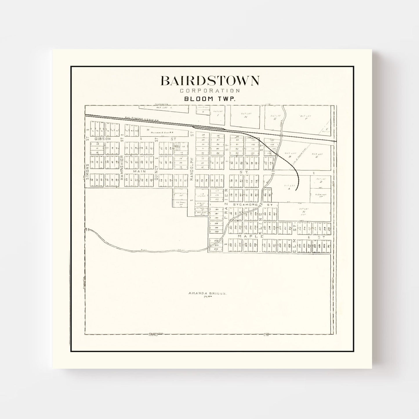 Vintage Map of Bairdstown, Ohio, 1912