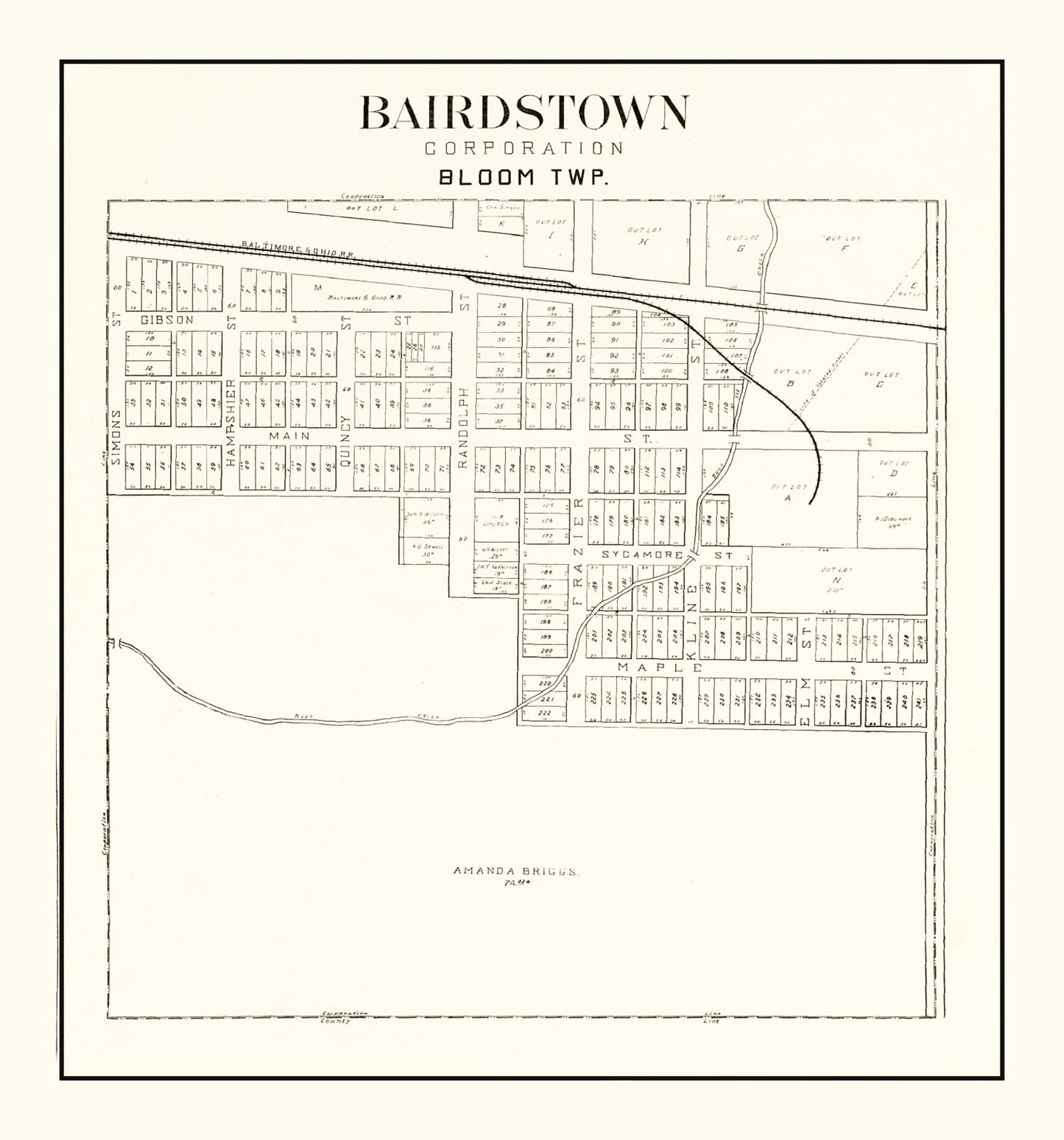 Vintage Map of Bairdstown, Ohio, 1912