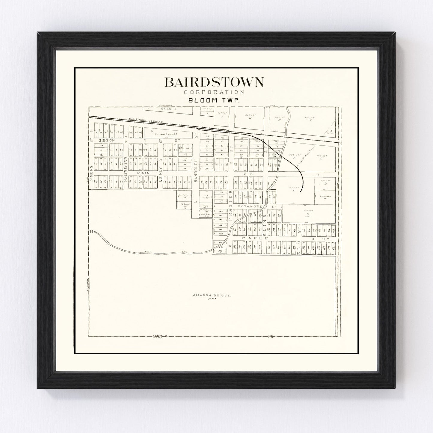 Vintage map of Bairdstown, Ohio, 1912