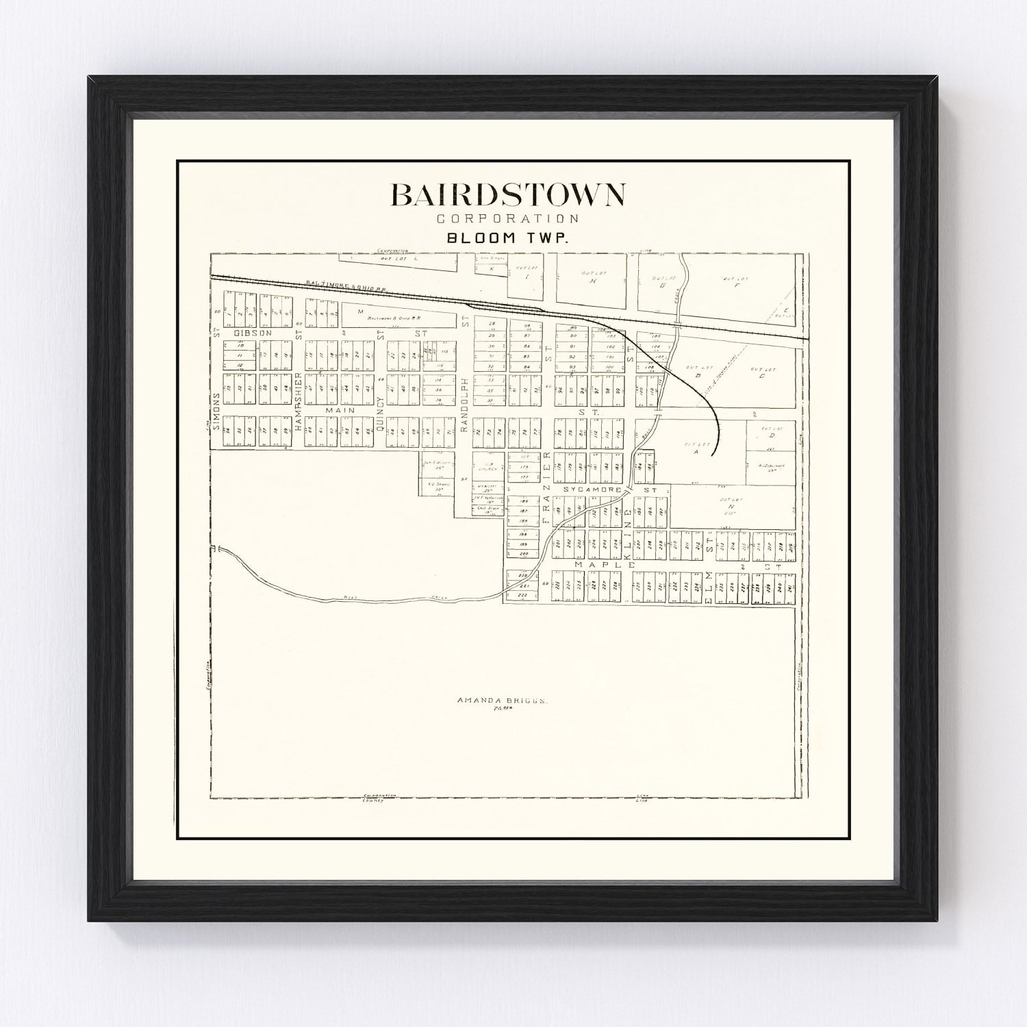 Vintage map of Bairdstown, Ohio, 1912