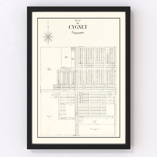 Vintage map of Cygnet, Ohio, 1912
