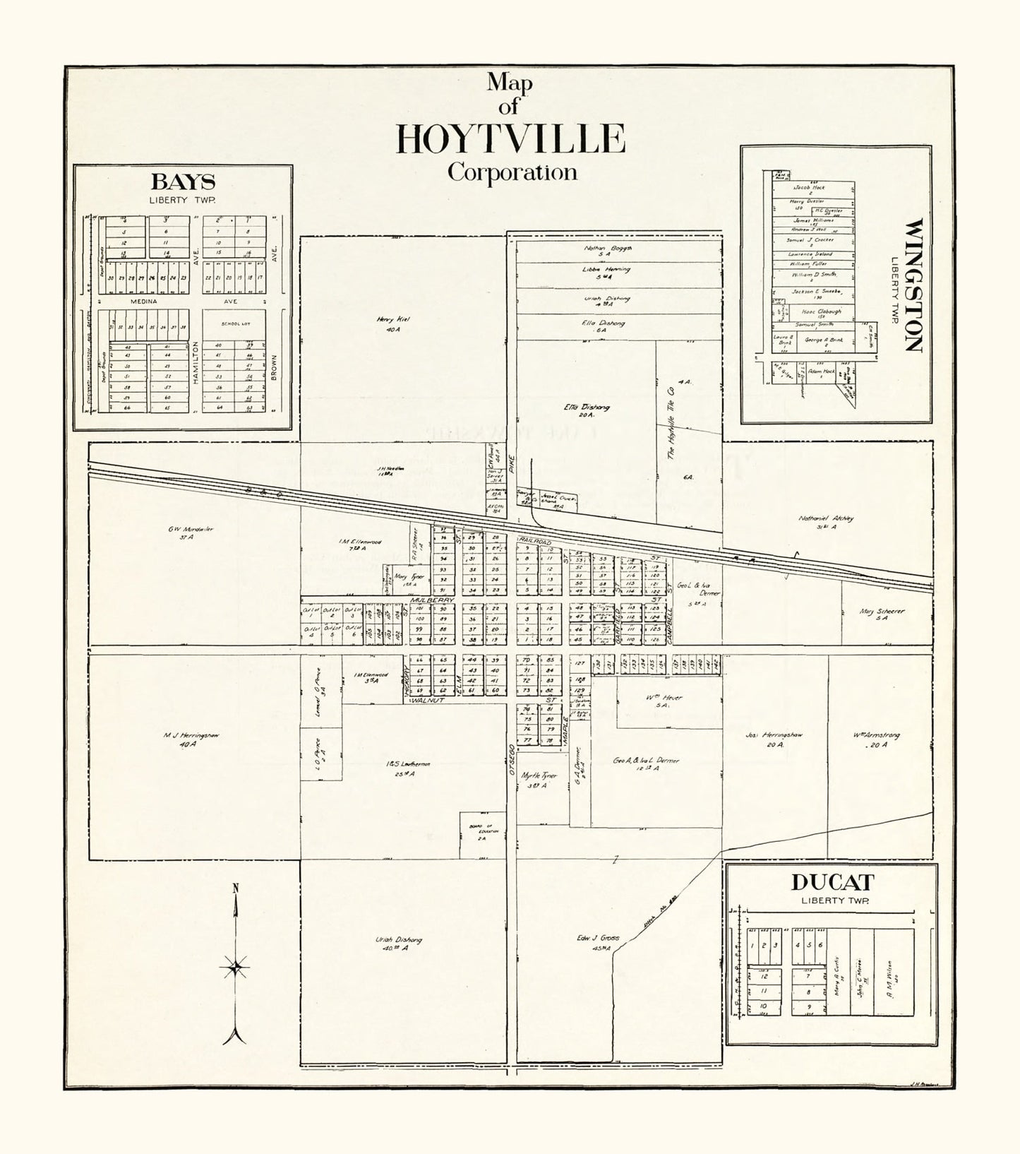 Vintage Map of Hoytville, Wood County, Ohio, 1912