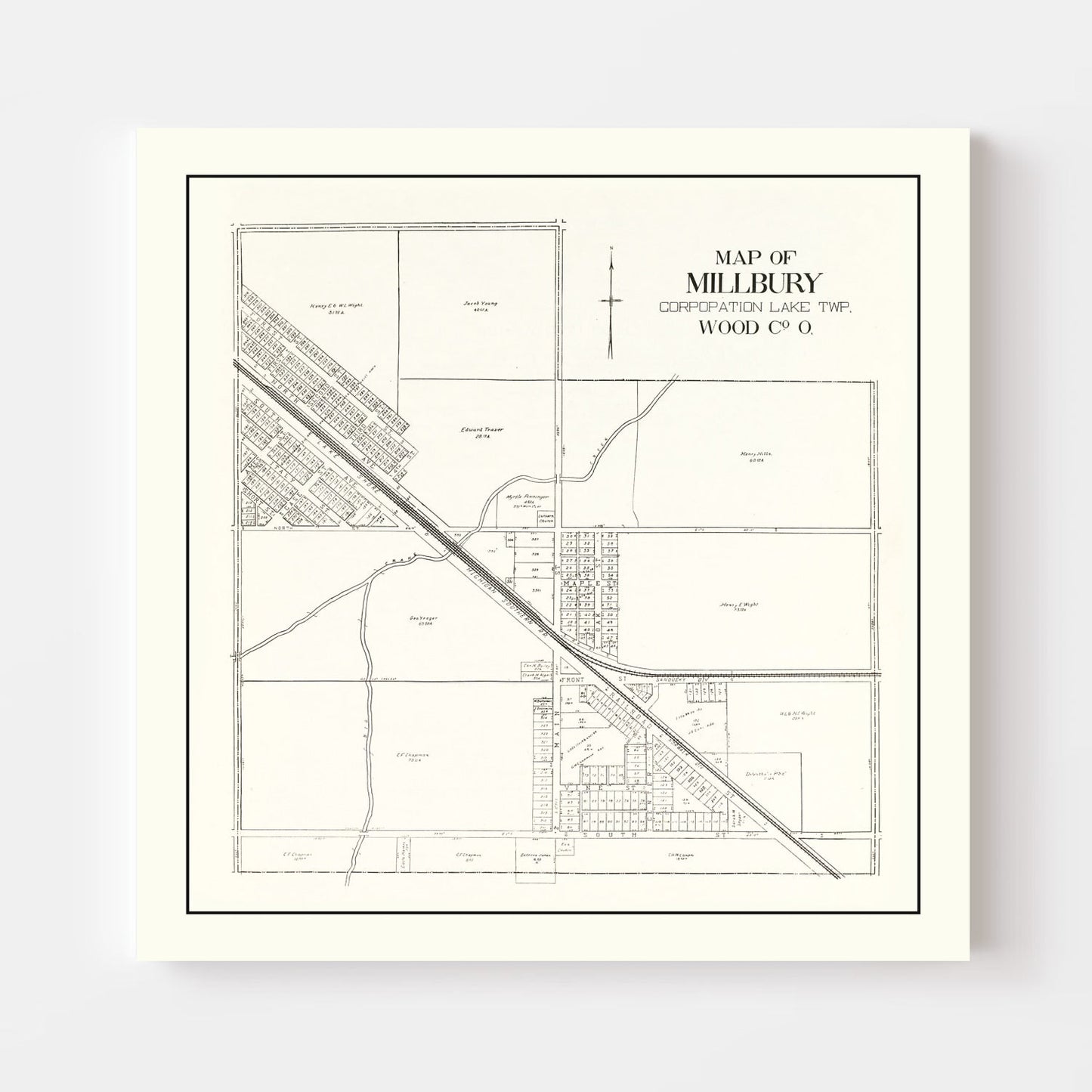 Vintage Map of Millbury, Ohio, 1912