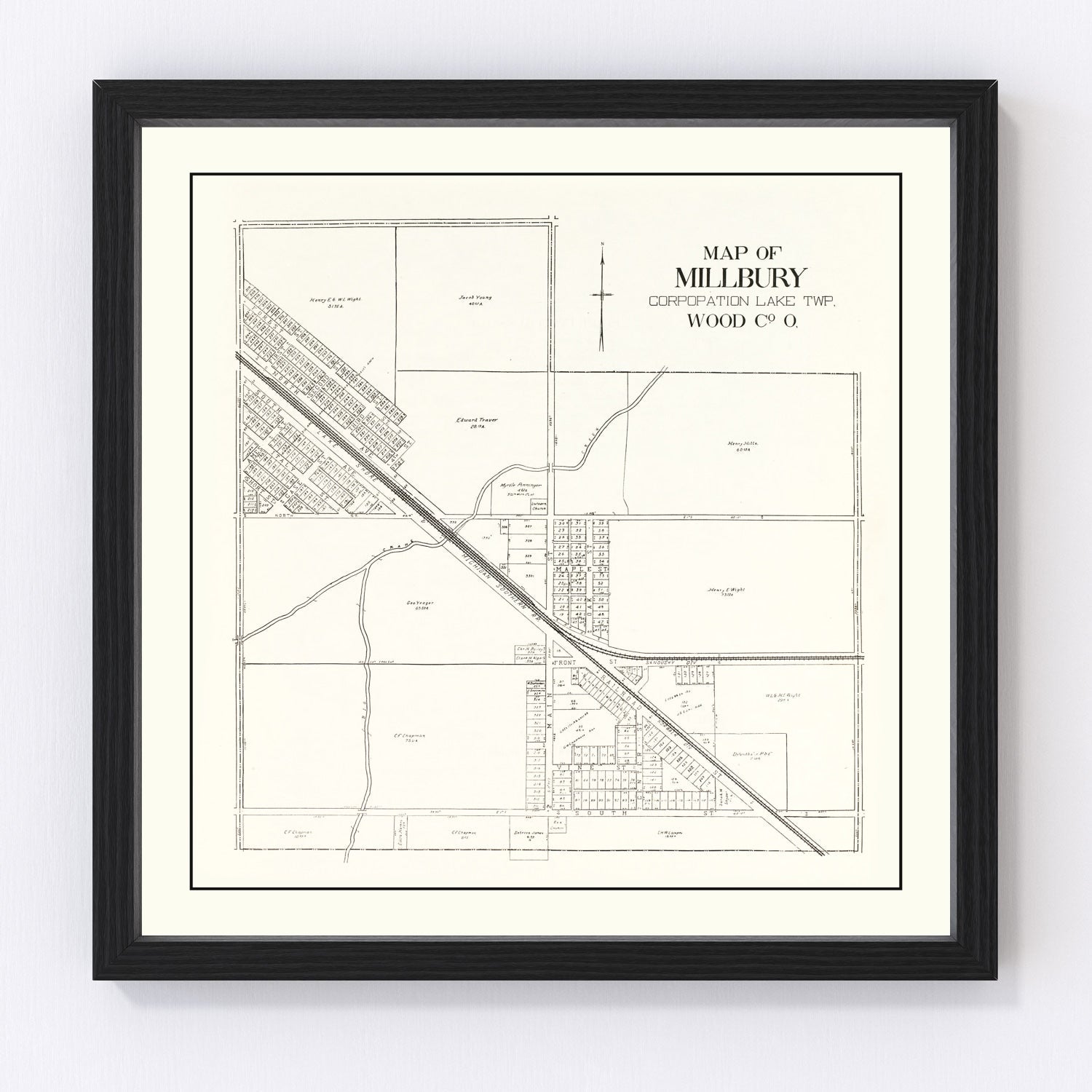 vintage map of Millbury, Ohio, 1912
