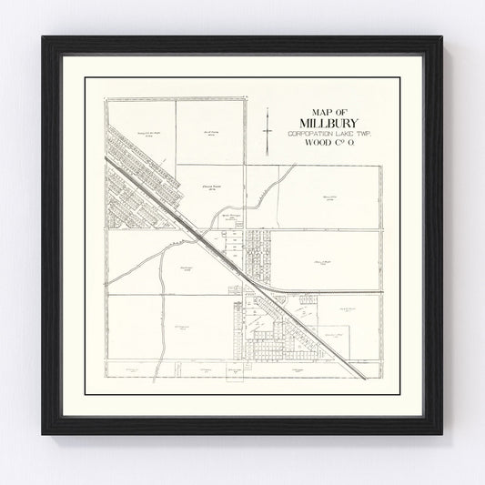 vintage map of Millbury, Ohio, 1912