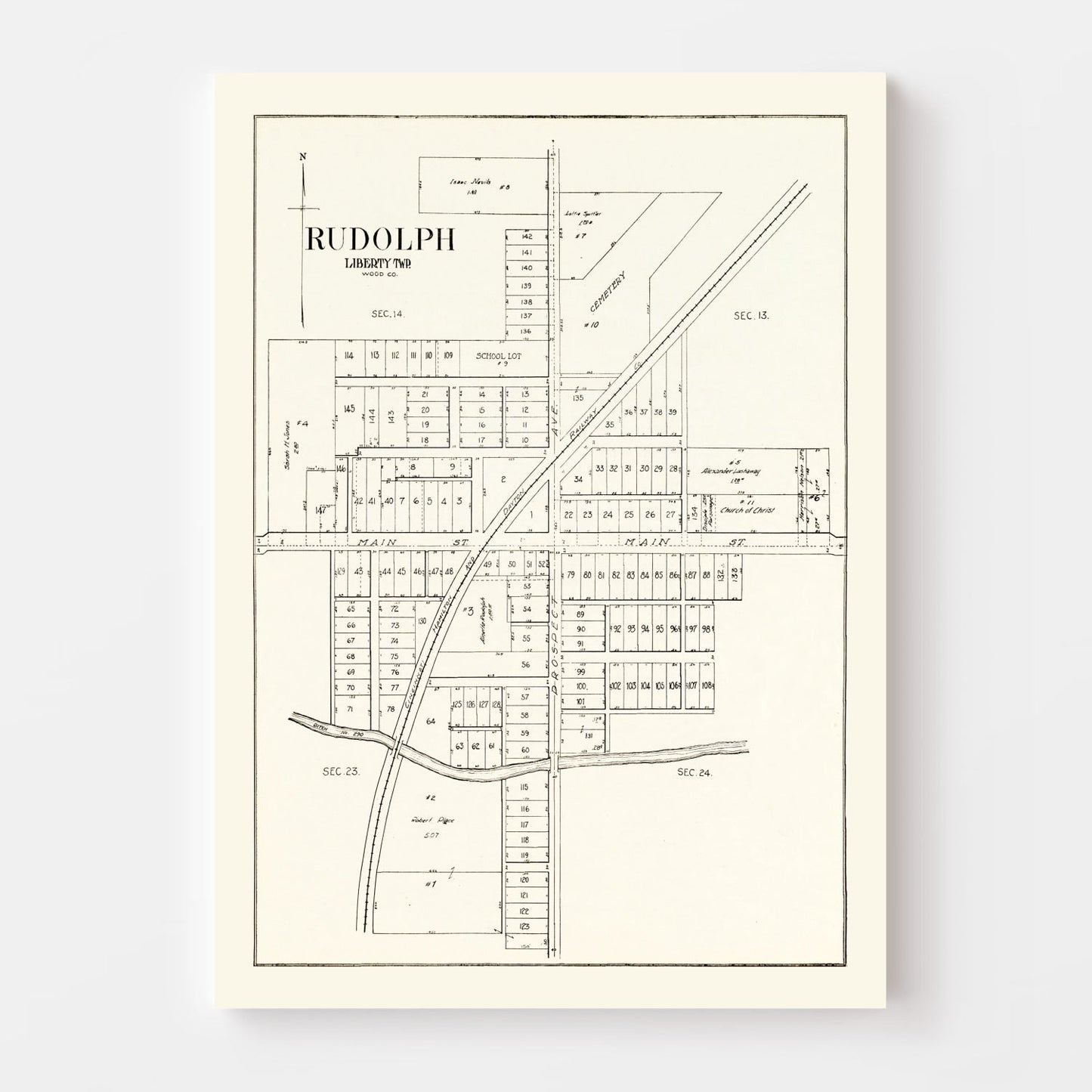 Vintage Map of Rudolph Township, Wood County, Ohio, 1912