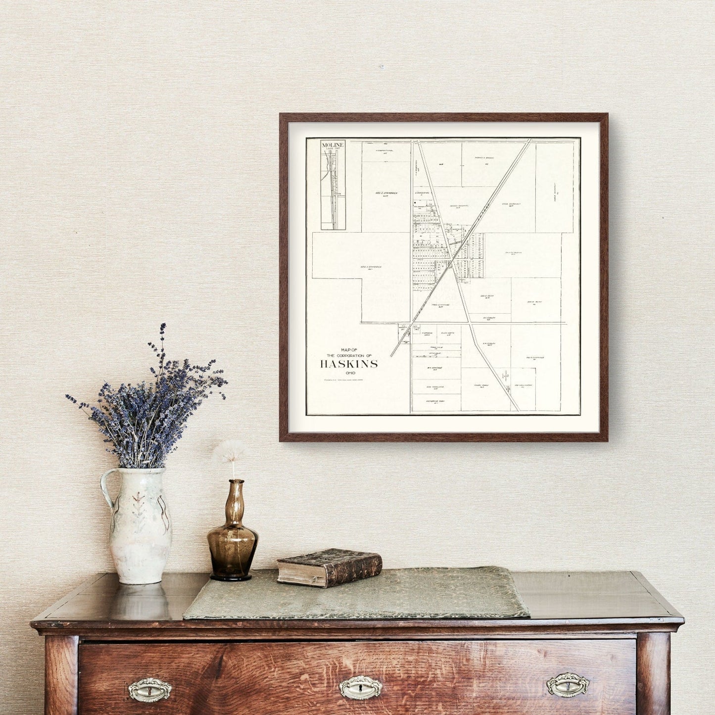 Vintage Map of Haskins, Ohio, 1912