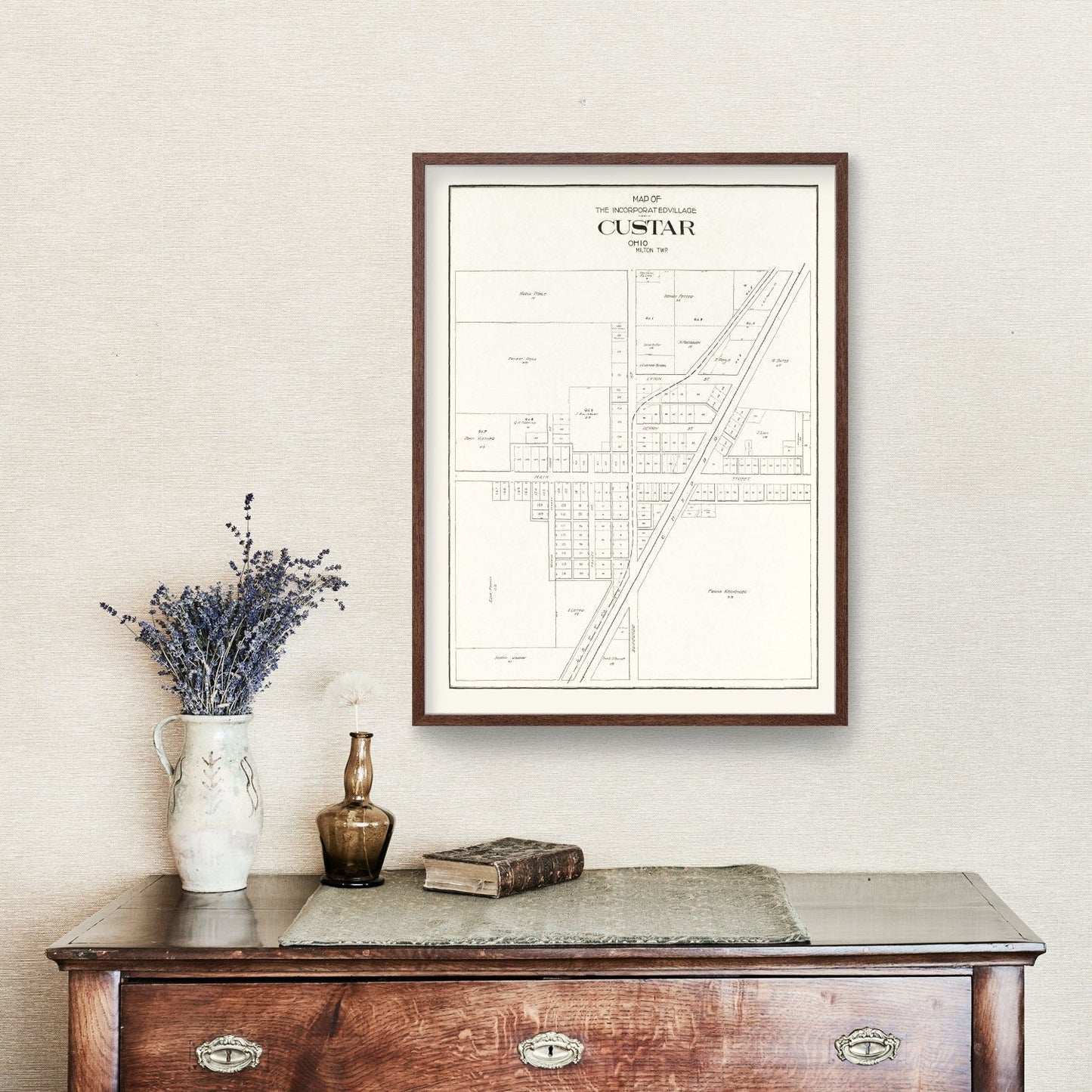 Vintage Map of Custar, Ohio, 1912