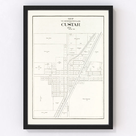 vintage map of Custar, Ohio, 1912