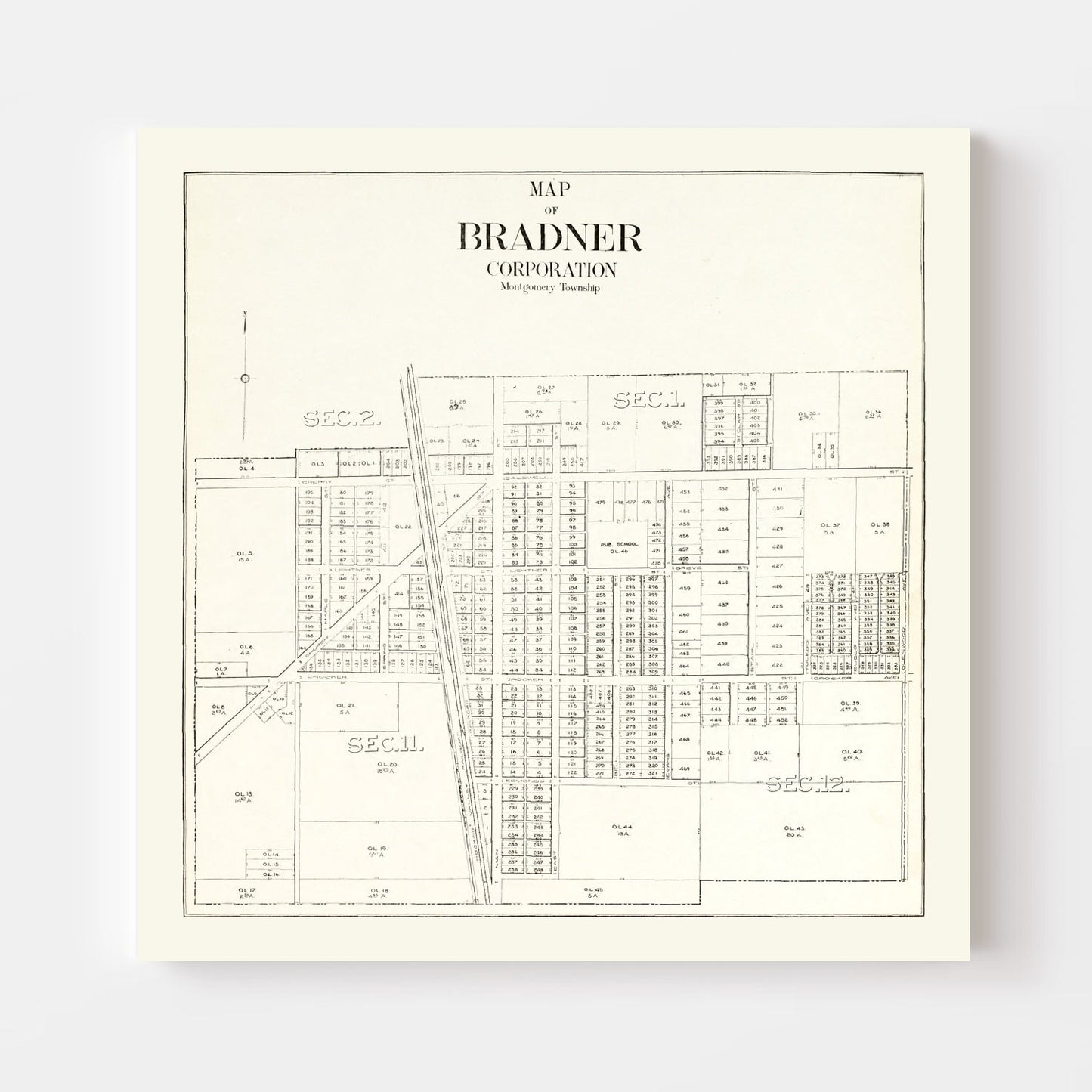 Vintage Map of Bradner, Ohio 1912
