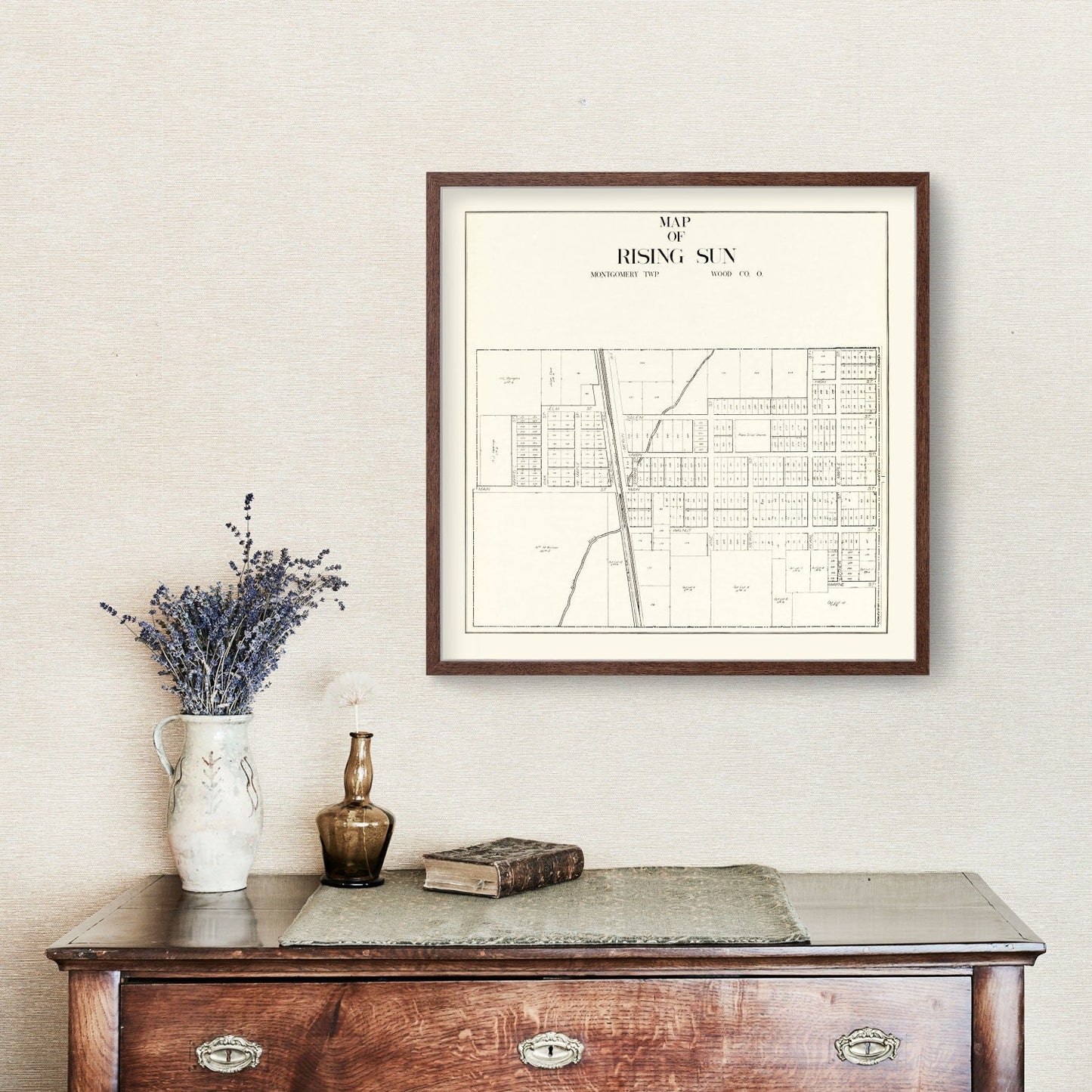 Vintage Map of Rising Sun, Ohio, 1912