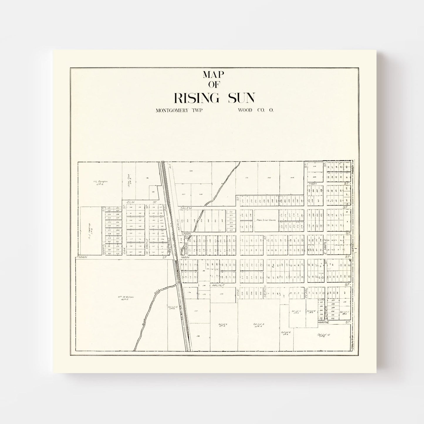 Vintage Map of Rising Sun, Ohio, 1912
