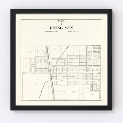 vintage map of Rising Sun, Ohio, 1912, small town county survey map