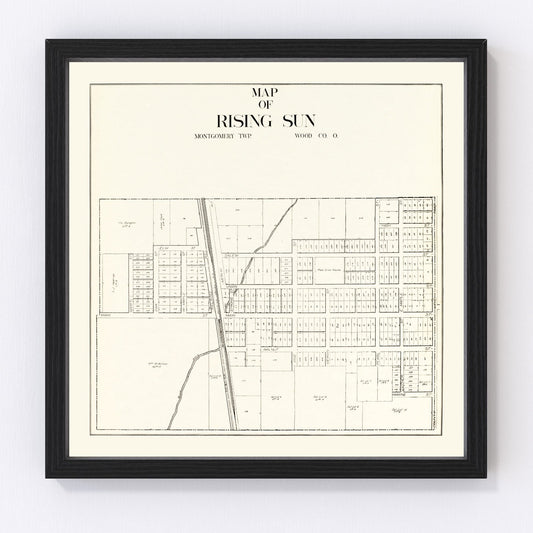 vintage map of Rising Sun, Ohio, 1912, small town county survey map