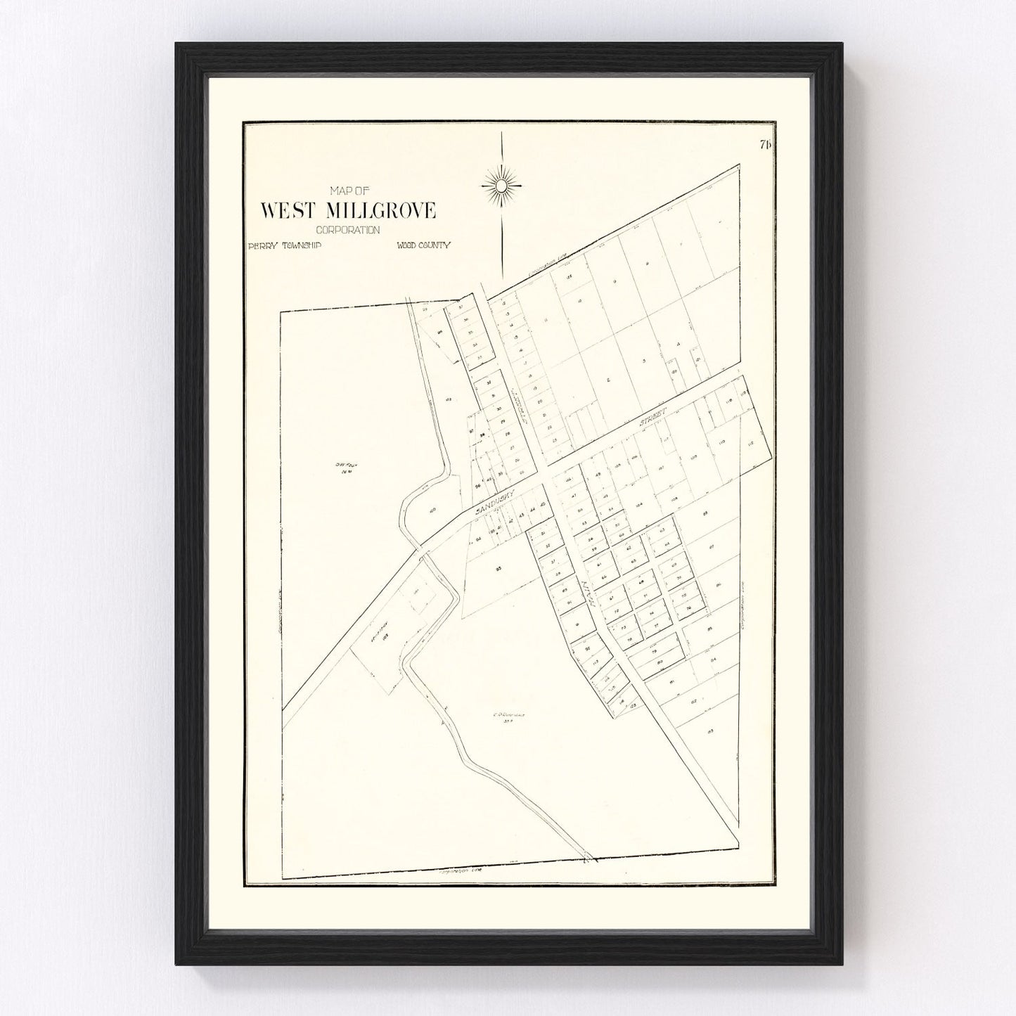 Vintage map of West Millgrove, Ohio, 1912 - Wood County restored print