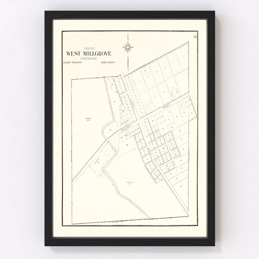 Vintage map of West Millgrove, Ohio, 1912 - Wood County restored print