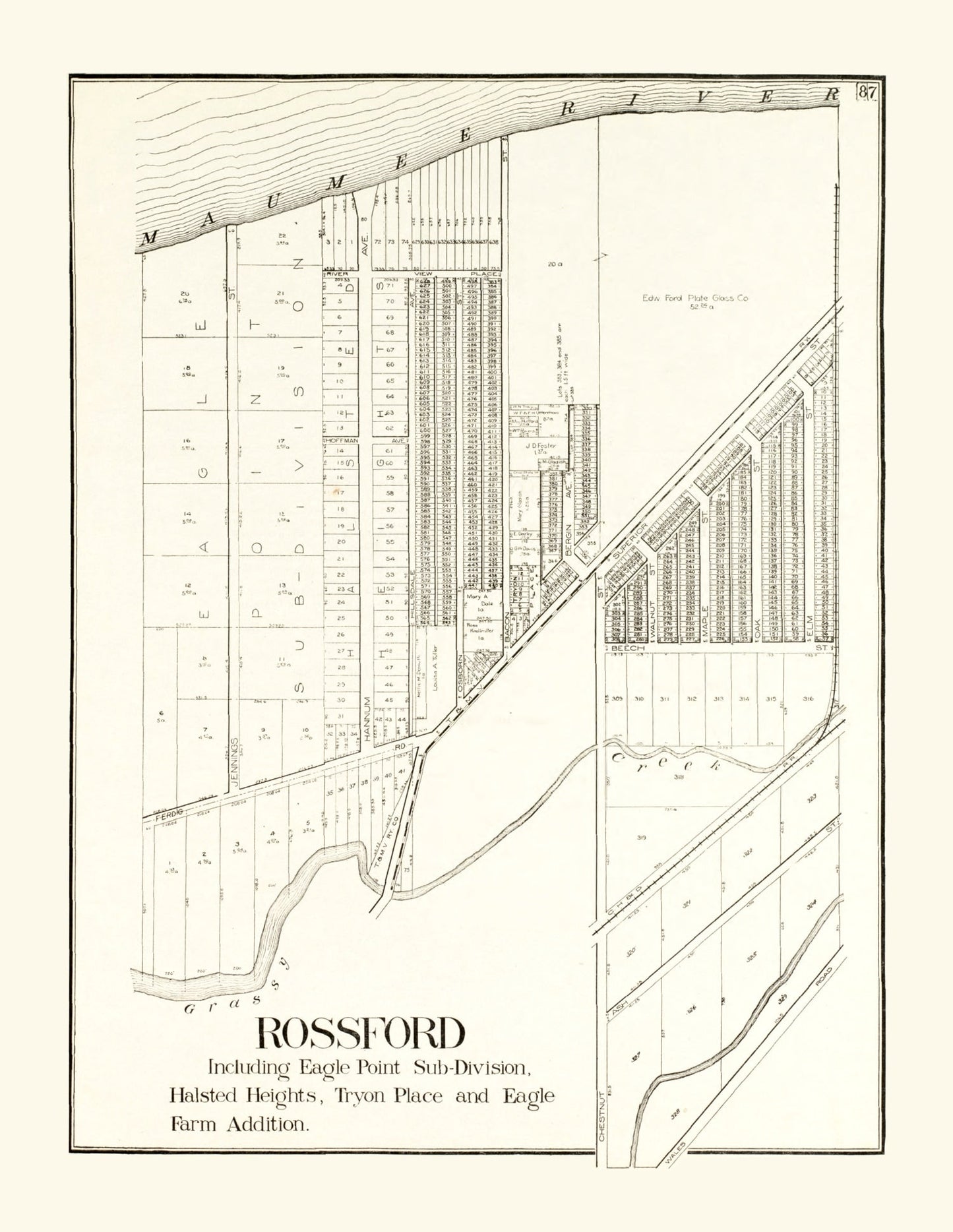 Vintage Map of Rossford, Ohio, 1912