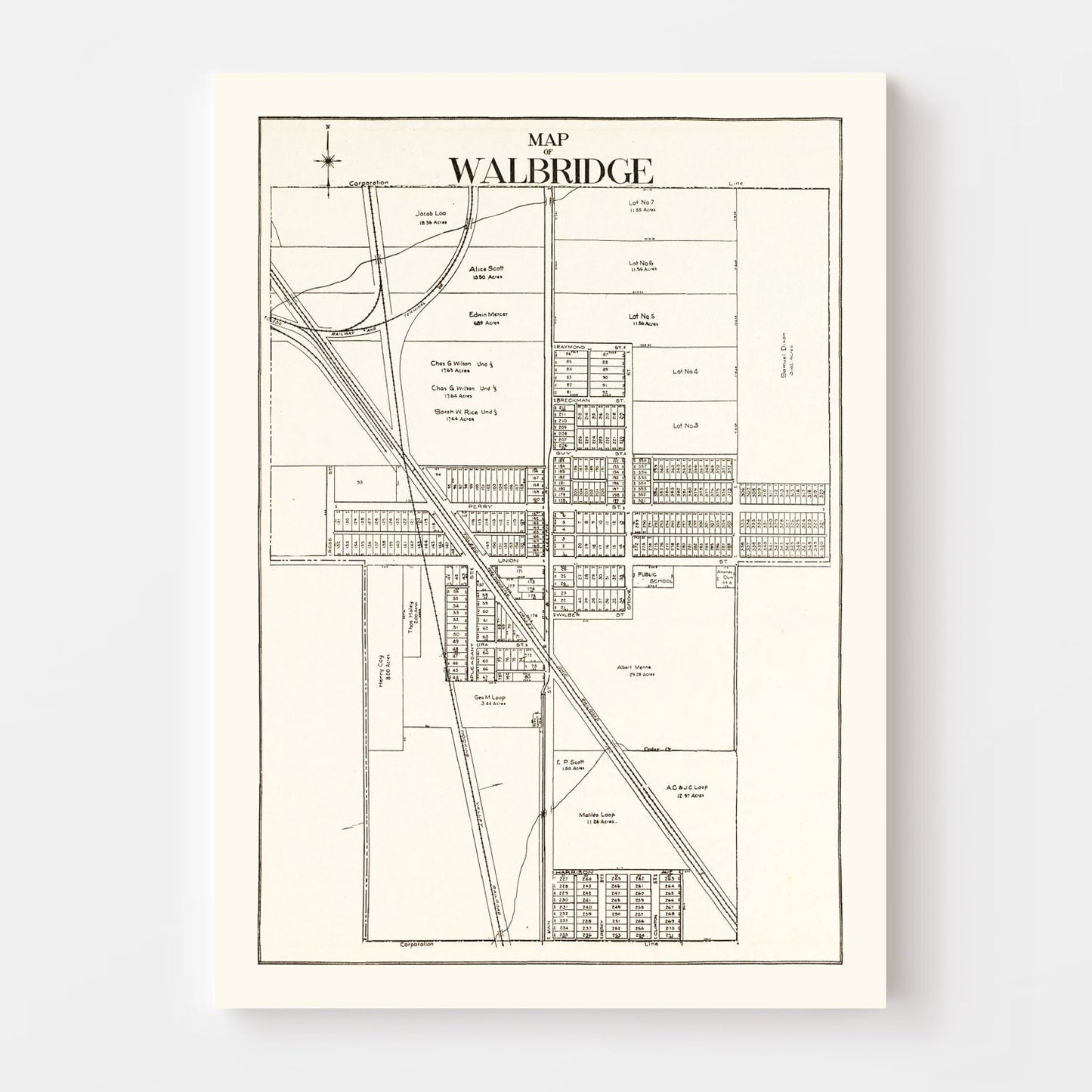 Vintage Map of Walbridge, Ohio, 1912