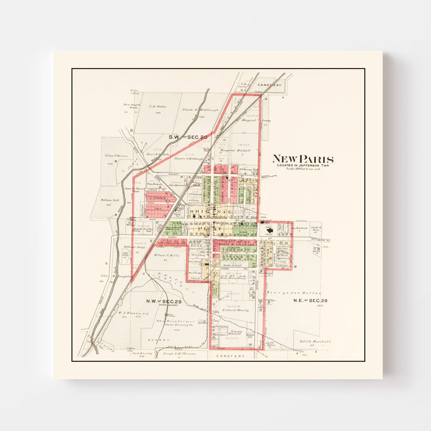 Vintage Map of New Paris, Ohio, 1912