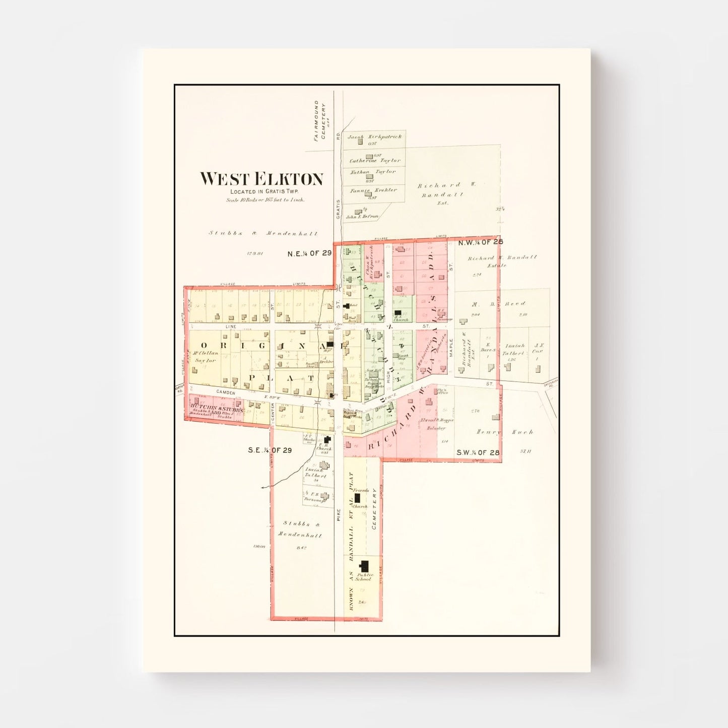 Vintage Map of West Elkton, Ohio, 1912