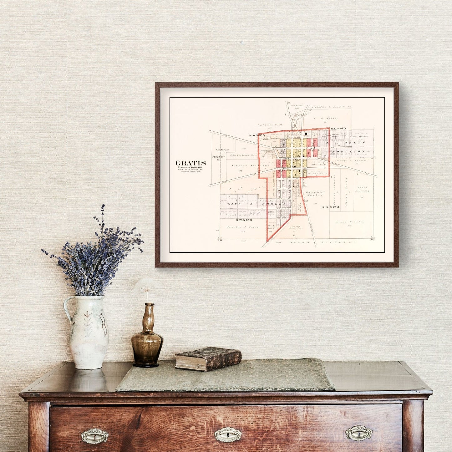 Vintage Map of Gratis, Ohio, 1912