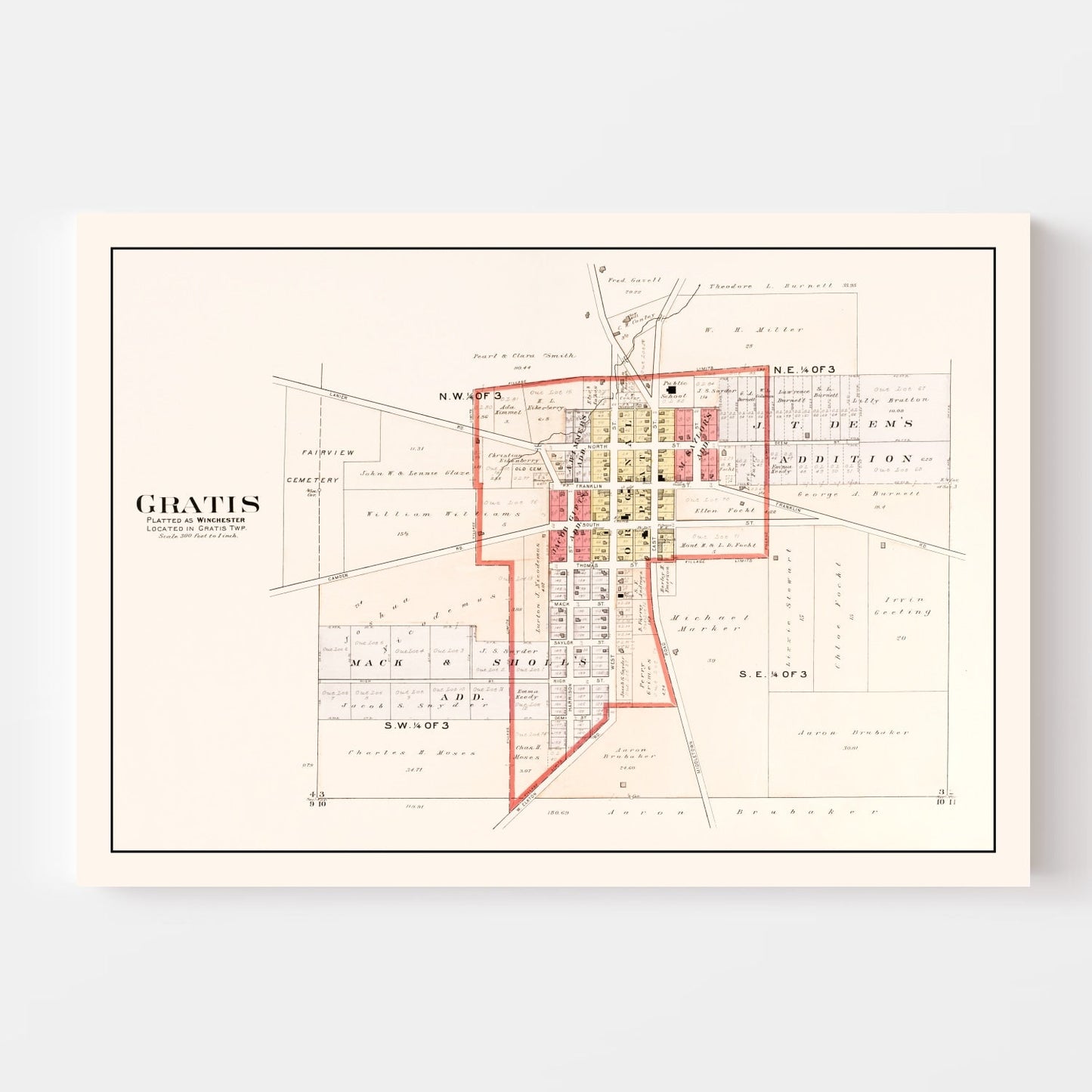 Vintage Map of Gratis, Ohio, 1912