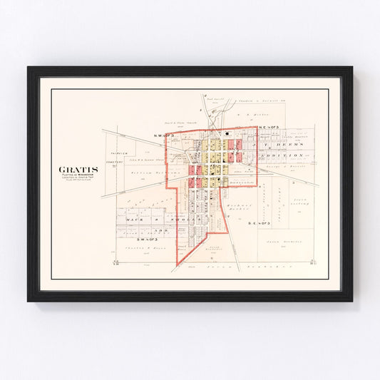 Vintage map of Gratis, Ohio, 1912