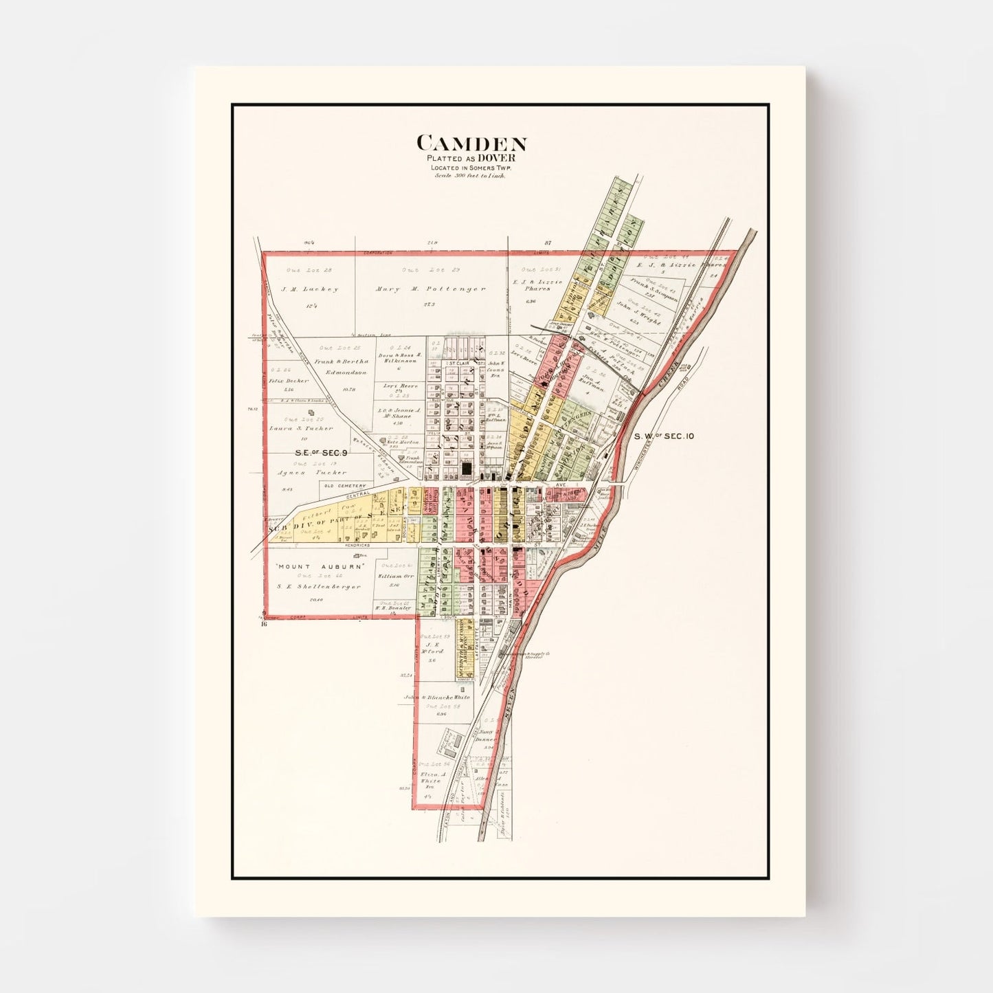 Vintage Map of Camden, Ohio, 1912 | Wall Art
