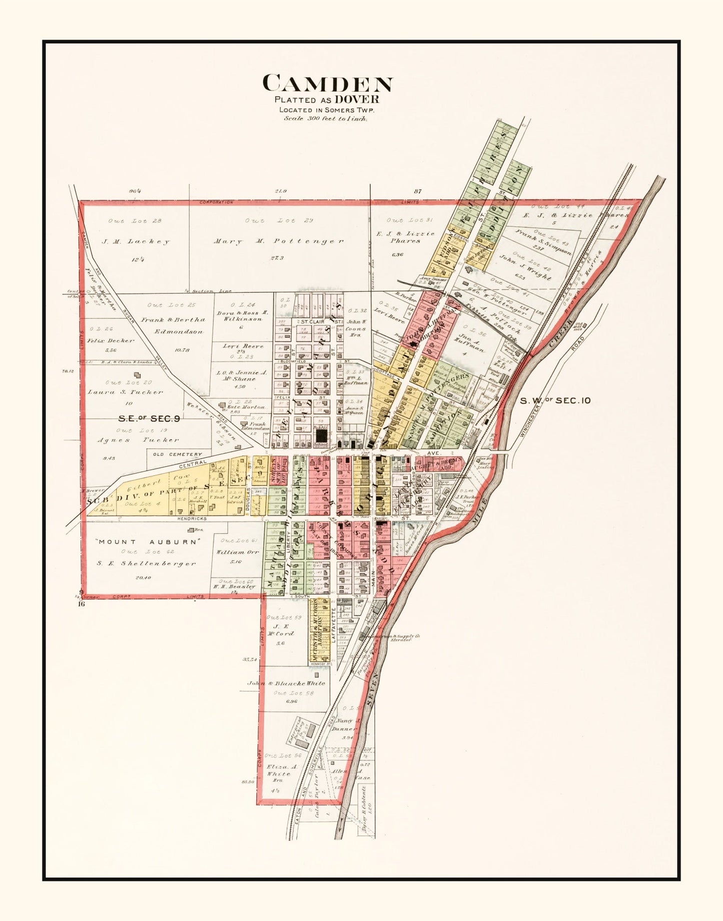 Vintage Map of Camden, Ohio, 1912 | Wall Art