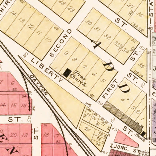Vintage Map of College Corner, Ohio, 1912