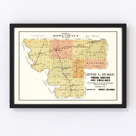 vintage map of Kiowa County, Oklahoma, 1913