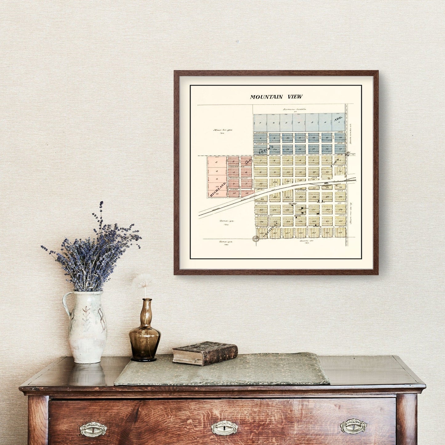 Vintage Map of Mountain View, Oklahoma, 1913
