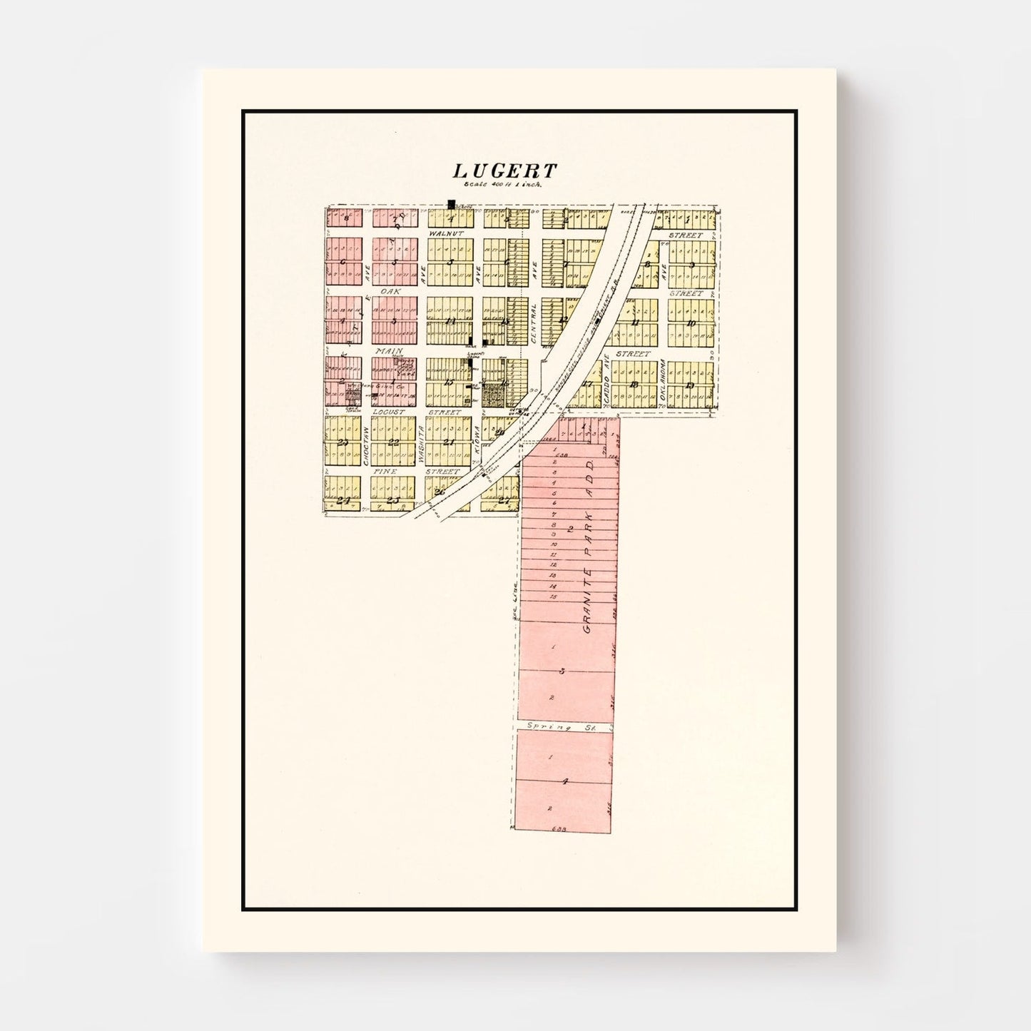 Vintage Map of Lugert, Oklahoma, 1913