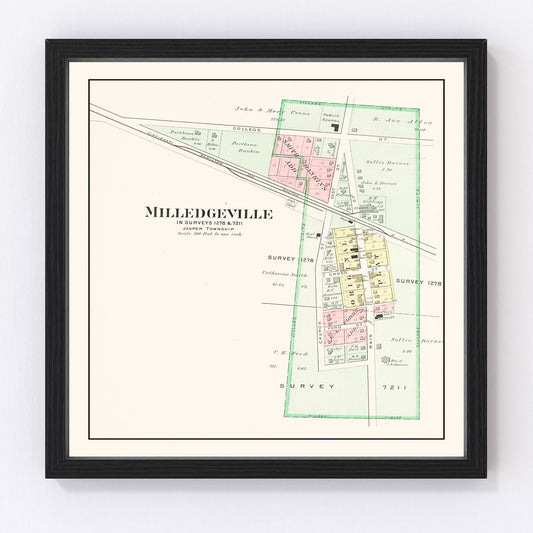 vintage map of Milledgeville, Ohio, 1913