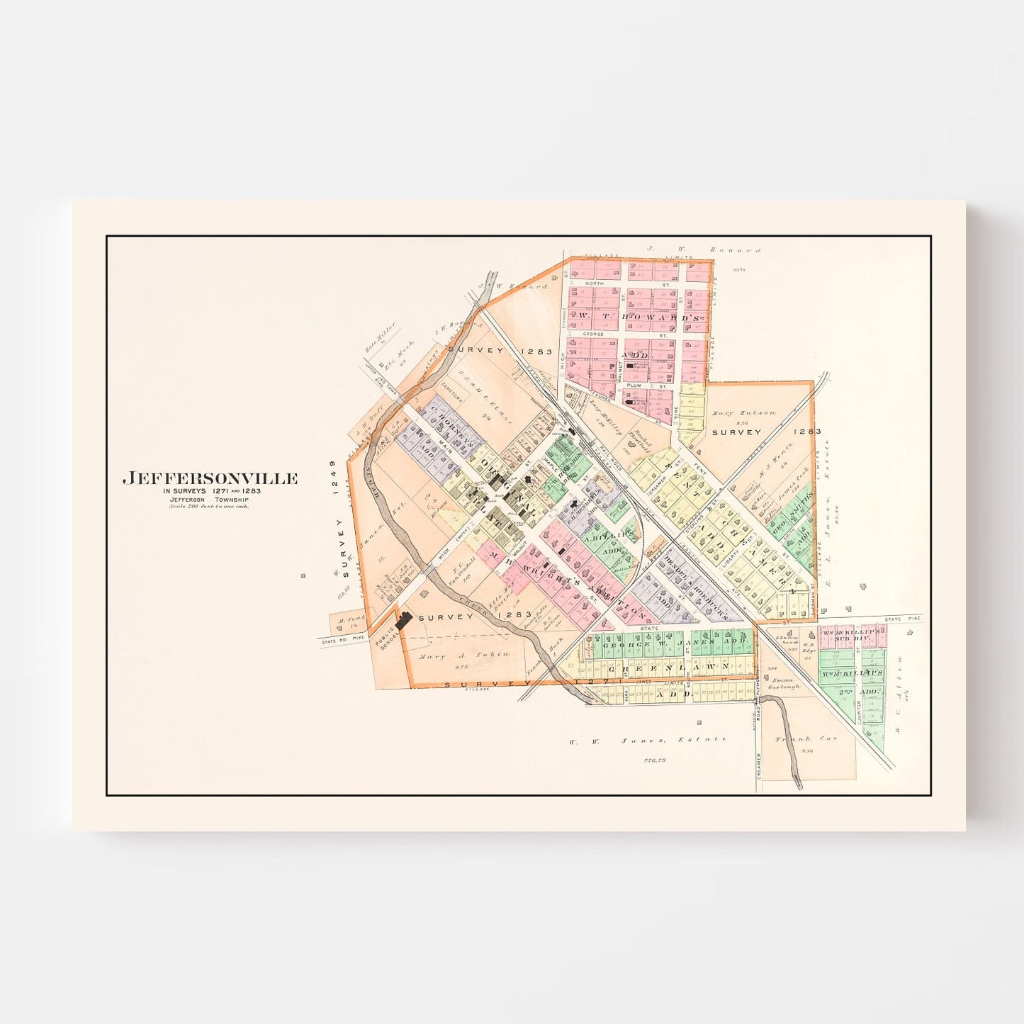 Vintage Map of Jeffersonville, Fayette County, Ohio, 1913