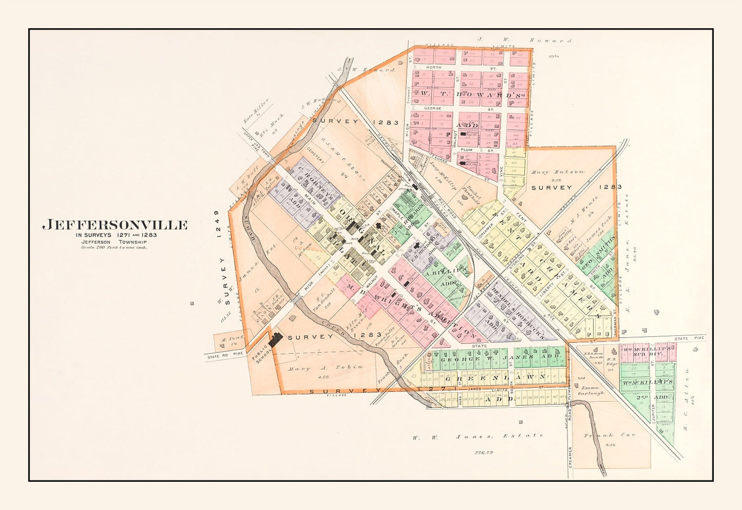 Vintage Map of Jeffersonville, Fayette County, Ohio, 1913